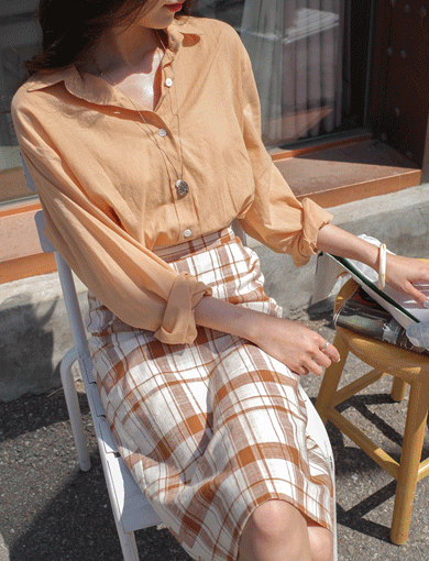 앤드류 코튼셔츠-유연한 코튼원단, 시원한 착용감-컬러감 하나하나 다 예쁜 셔츠-[오렌지]